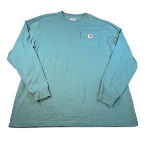 Carhartt mens loose fit long sleeve green T shirt. Back logo, Size XL. workwear